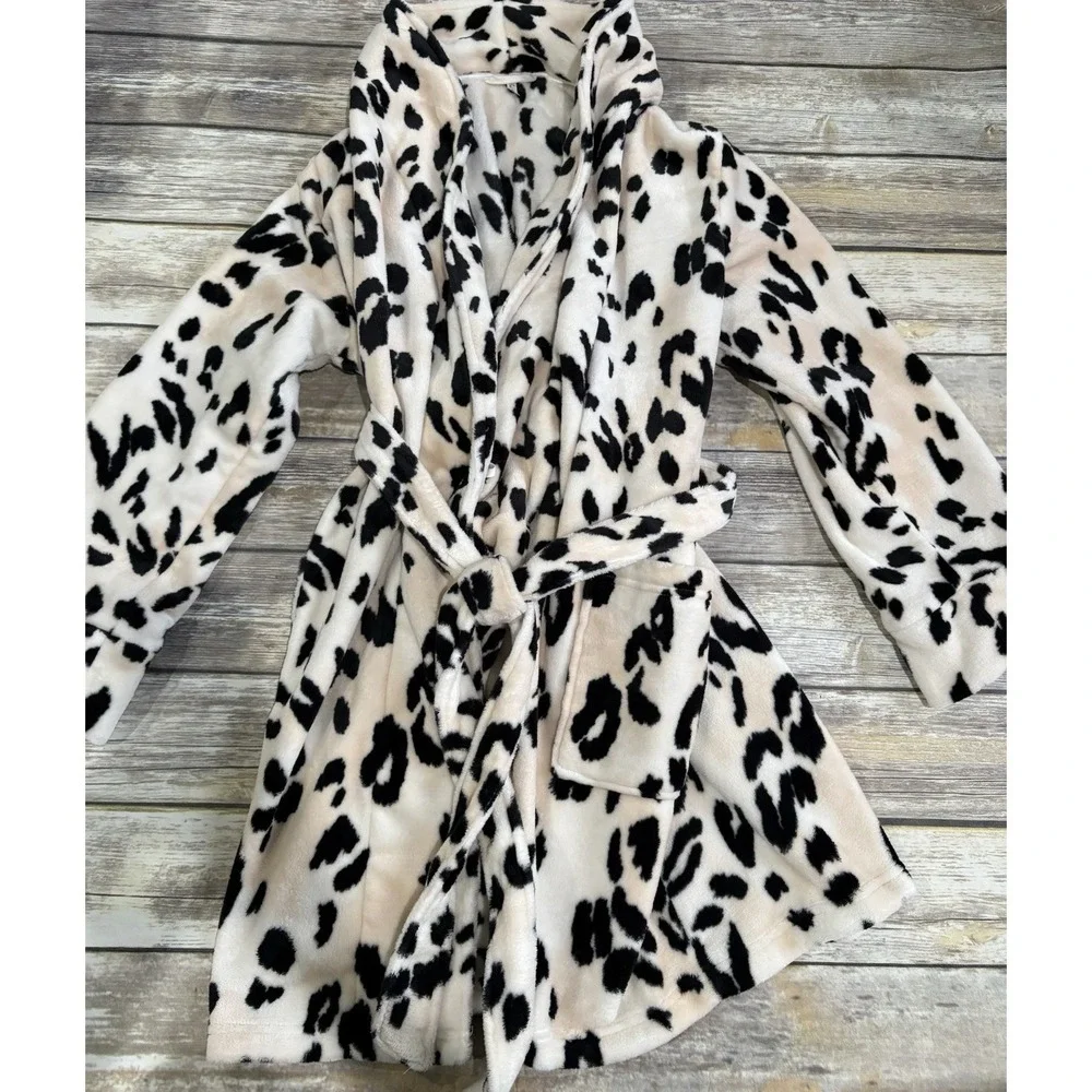 SOMA Wildest Dreams‎ Short Plush Animal Print Tie Bathrobe Size L/XL Gorgeous